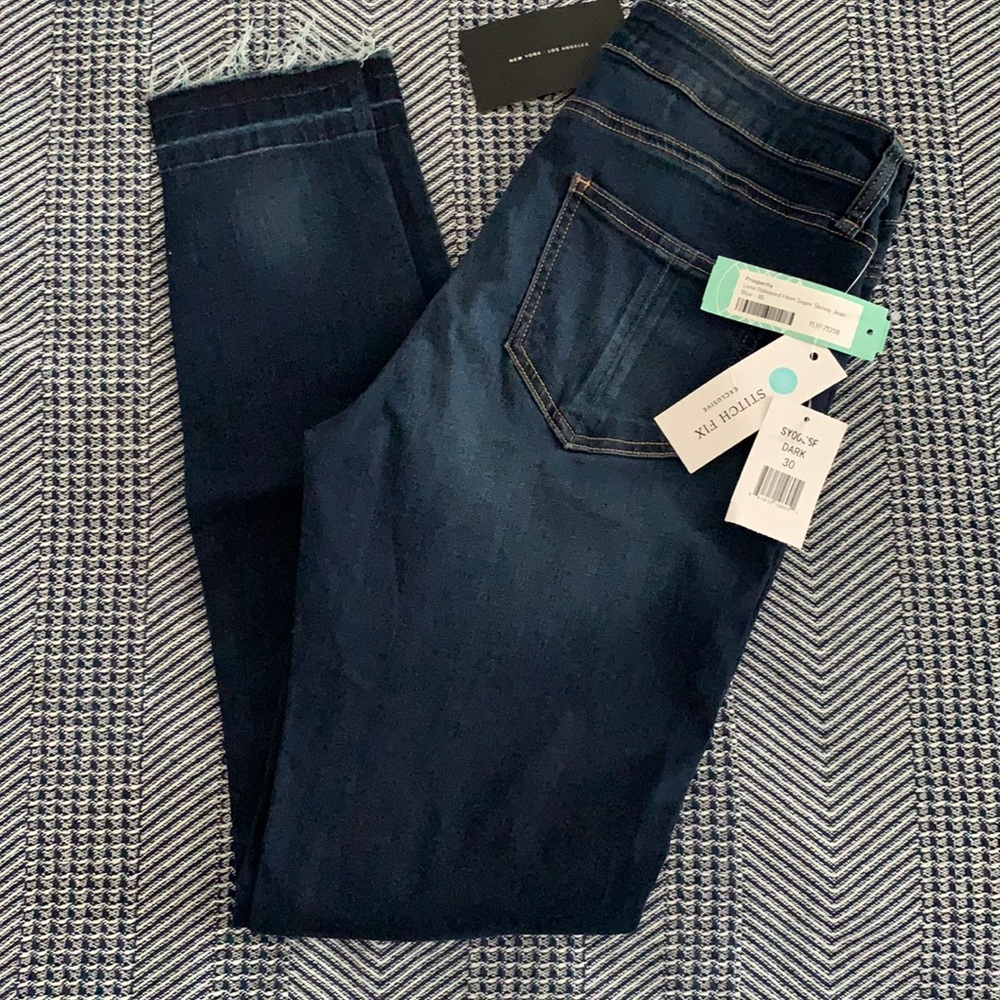 Raw hem dark skinny jeans from stitch fix